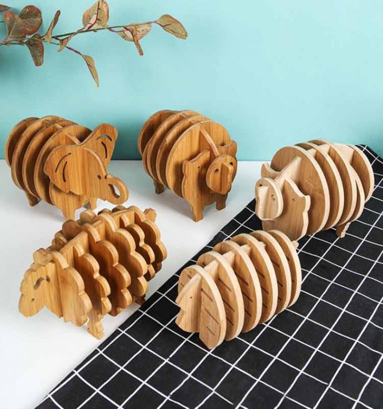 Animal-shaped Bamboo Coasters