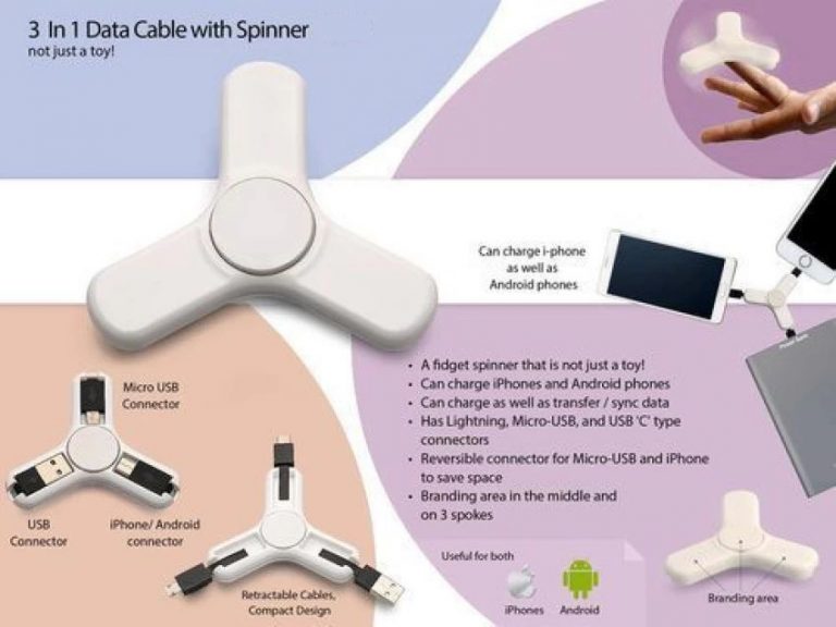 3 In 1 Data Cable/Charging Cable with Spinner